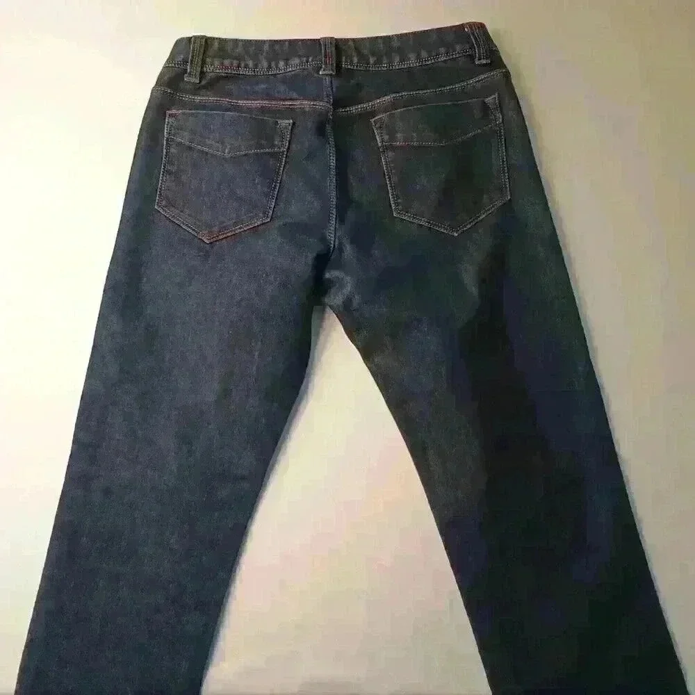 Lands' End Women Low Rise Straight Leg Fit 1 Jeans Dark Wash Blue Size 2 Stretch